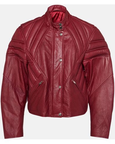 Isabel Marant Padded Panelled Leather Biker Jacket - Red
