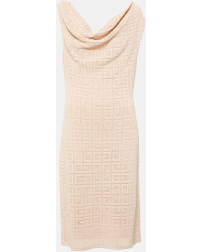 Givenchy 4g Jacquard Draped Midi Dress - Natural