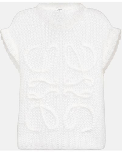 Loewe Anagram Mohair-blend Sweater Vest - White