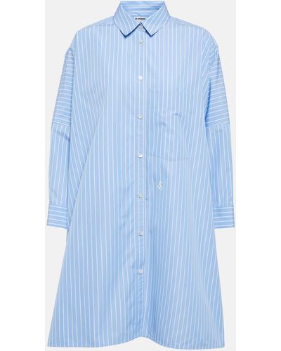 Jil Sander Striped Cotton Poplin Shirt - Blue