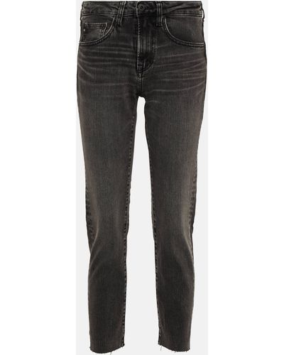 AG Jeans Girlfriend Mid-rise Slim Jeans - Grey
