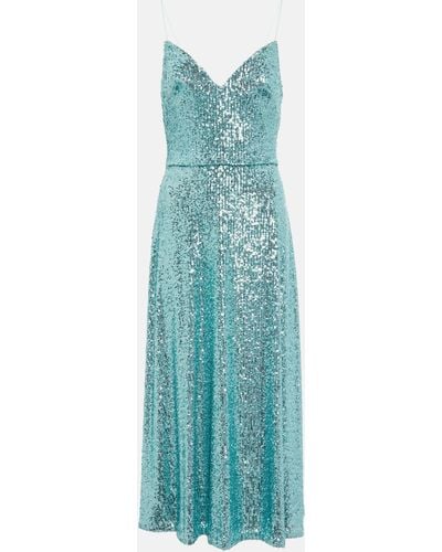 Monique Lhuillier Sequined Midi Dress - Blue