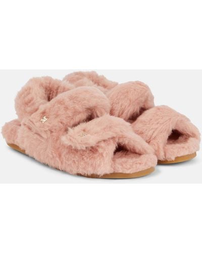 Max Mara Sandya Shearling Sandals - Pink