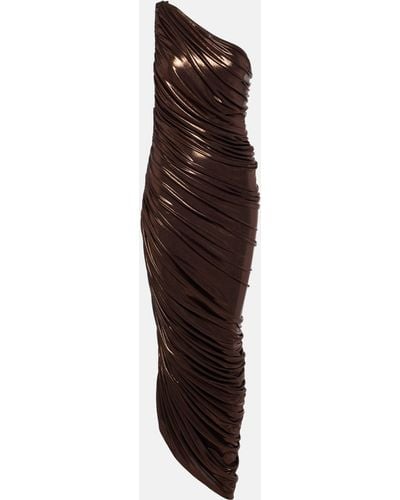 Norma Kamali Diana One-shoulder Ruched Gown - Brown