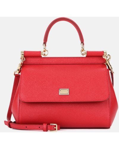 Dolce & Gabbana Sicily Small Leather Tote - Red