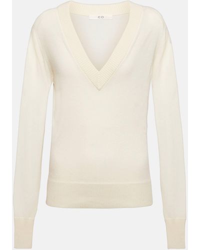 Co. V-neck Cashmere Sweater - White