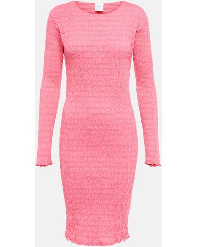 Patou Smocked Cotton-jersey Mini Dress - Pink