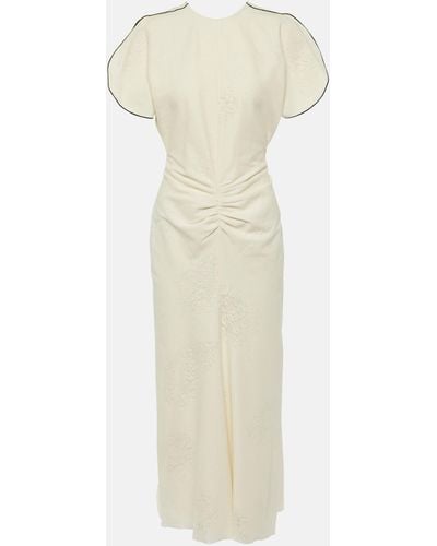 Victoria Beckham Gathered Cotton-blend Midi Dress - White