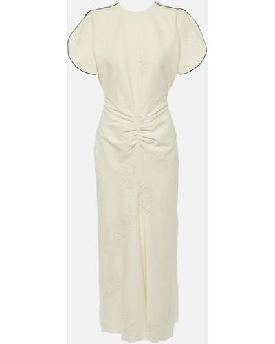 Victoria Beckham Gathered-waist Lace-detail Dress - White