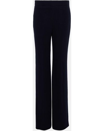 Chloé High-rise Cashmere And Wool Wide-leg Pants - Blue