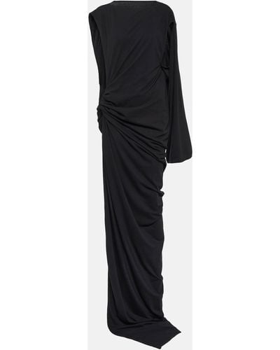Rick Owens Sphinx Draped Cotton Jersey Maxi Dress - Black