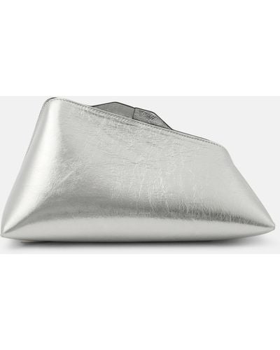 The Attico 8.30 Pm Metallic Leather Clutch - Grey