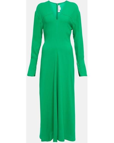 Victoria Beckham V-neck Crepe Midi Dress - Green