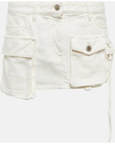 The Attico Fay Cargo Pocket Denim Miniskirt - White