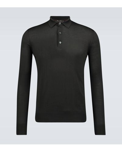 Loro Piana Ml Long-sleeved Wool Polo Shirt - Black