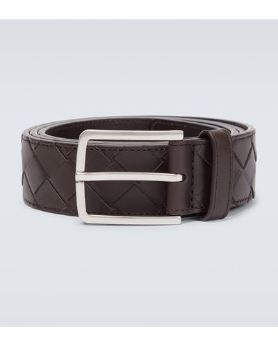 Bottega Veneta Intreccio Leather Belt - Brown