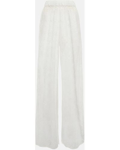 Oséree High-rise Wide-leg Lace Pants - White