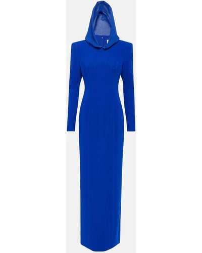 Monot Hooded Crepe Maxi Dress - Blue