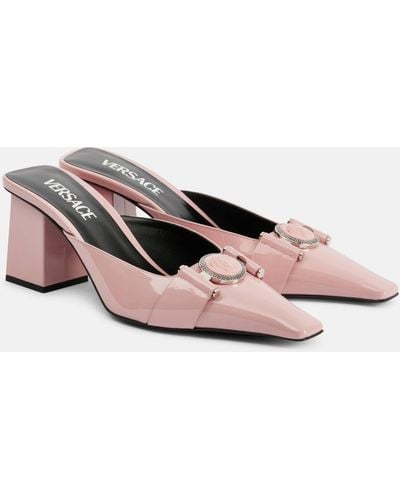 Versace Medusa Patent Leather Mules - Pink