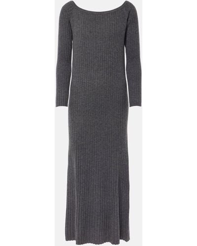 Lisa Yang Nari Ribbed-knit Cashmere Midi Dress - Grey