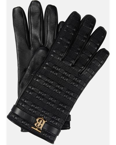 Burberry Quilted Leather Gloves - Black
