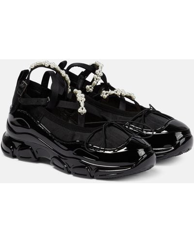 Simone Rocha Low Trek Faux Pearl-embellished Shoes - Black