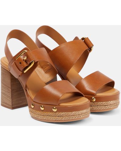 See By Chloé See By Chloe Joline Leather Platform Sandals - Brown