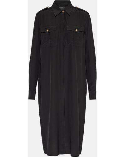 Nili Lotan Adelaide Silk Midi Shirt Dress - Black