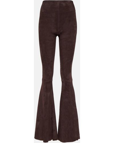 Stouls Cherilyn High-rise Suede Flared Pants - Brown