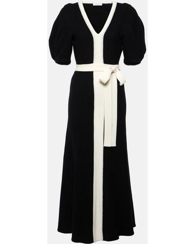 Gabriela Hearst Lilias Puff-sleeve Wool Midi Dress - Black