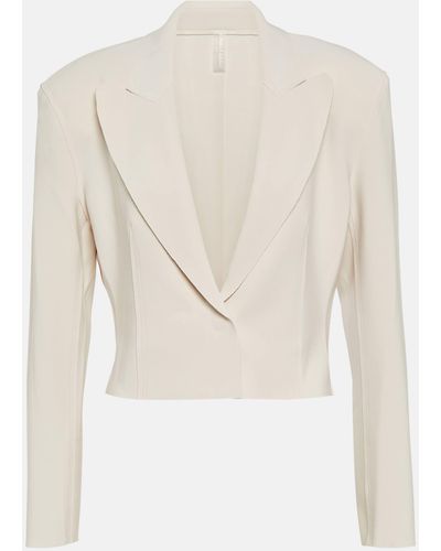 Norma Kamali Cropped Jersey Blazer - White