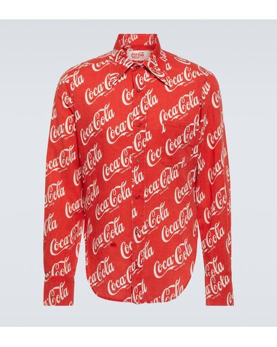 ERL X Coca-cola® Printed Cotton And Linen Shirt - Red