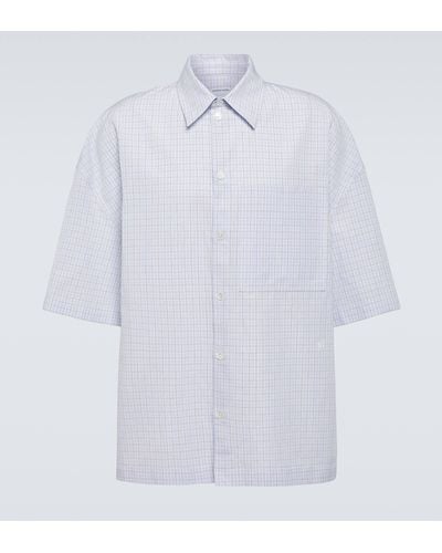 Bottega Veneta Checked Cotton And Linen Bowling Shirt - White