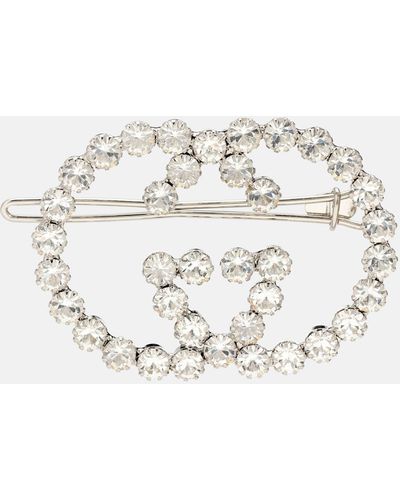 Gucci Interlocking G Embellished Hair Pin - Metallic