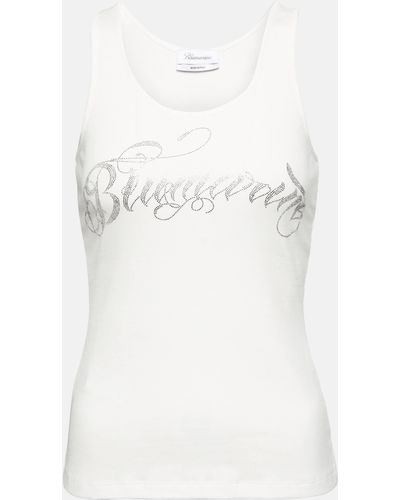 Blumarine Logo Cotton-blend Tank Top - White