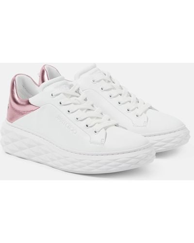 Jimmy Choo Diamond Maxi/f Ii Leather Sneakers - White