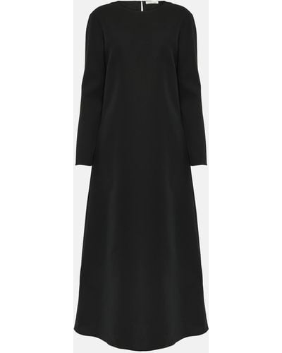The Row Lucinda Silk And Wool Maxi Dress - Black