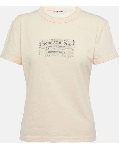 Acne Studios Logo Printed Cotton Jersey T-shirt - Natural