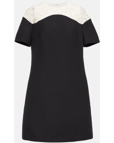 Valentino Crepe Couture Lace-trimmed Minidress - Black