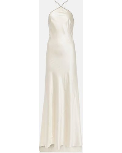 Roland Mouret Bridal Embellished Silk Satin Gown - White
