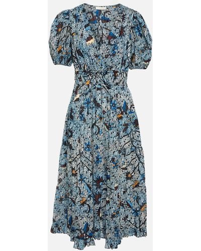 Ulla Johnson Thelma Printed Midi Dress - Blue