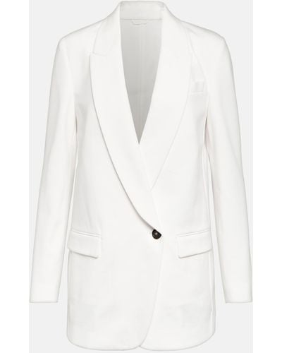 Brunello Cucinelli Single-breasted Cotton-blend Blazer - White
