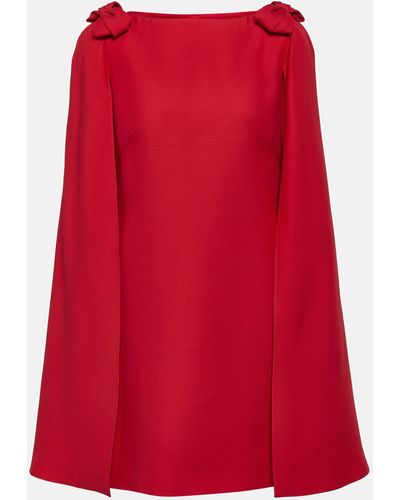 Valentino Wool And Silk Blend Mini Dress - Red