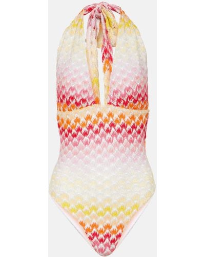 Missoni Halterneck Crochet Swimsuit - Pink