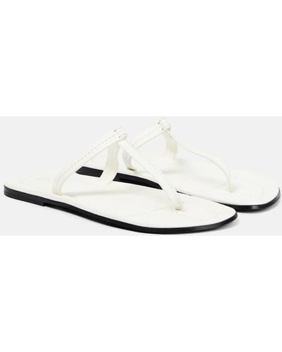 Totême T-strap Leather Sandals - White