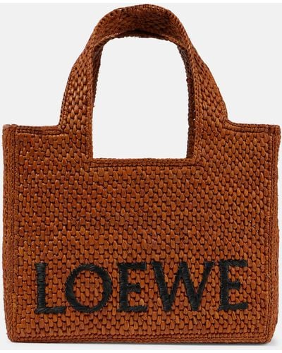 Loewe Paula's Ibiza Font Small Raffia Tote Bag - Brown