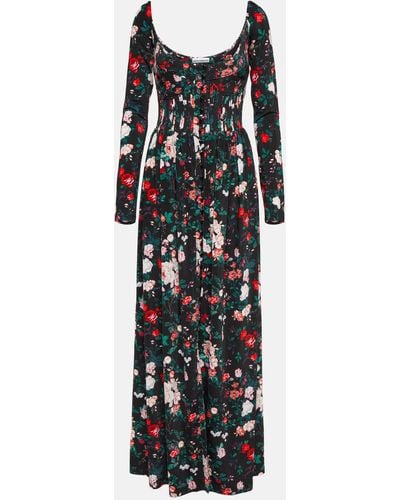 Rabanne Floral Corset Maxi Dress - Black