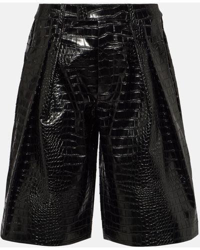 Frankie Shop Jerkins Croc-effect Faux Leather Bermuda Shorts - Black