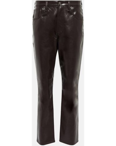 Citizens of Humanity Jolene High-rise Slim-fit Leather-blend Pants - Grey