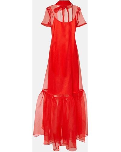 STAUD Calluna Ruffled Organza Gown - Red